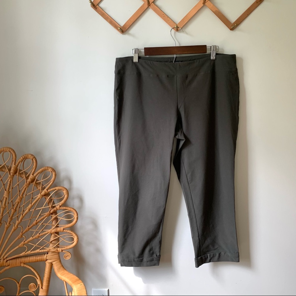 Eileen Fisher Washable Crepe crop capris, olive, large